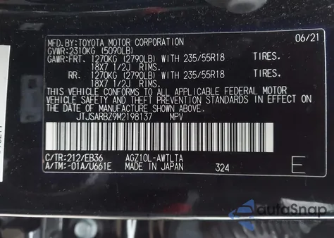 2021 Lexus Nx 300 F Sport z USA, uszkodzony, nr VIN JTJSARBZ9M2198137